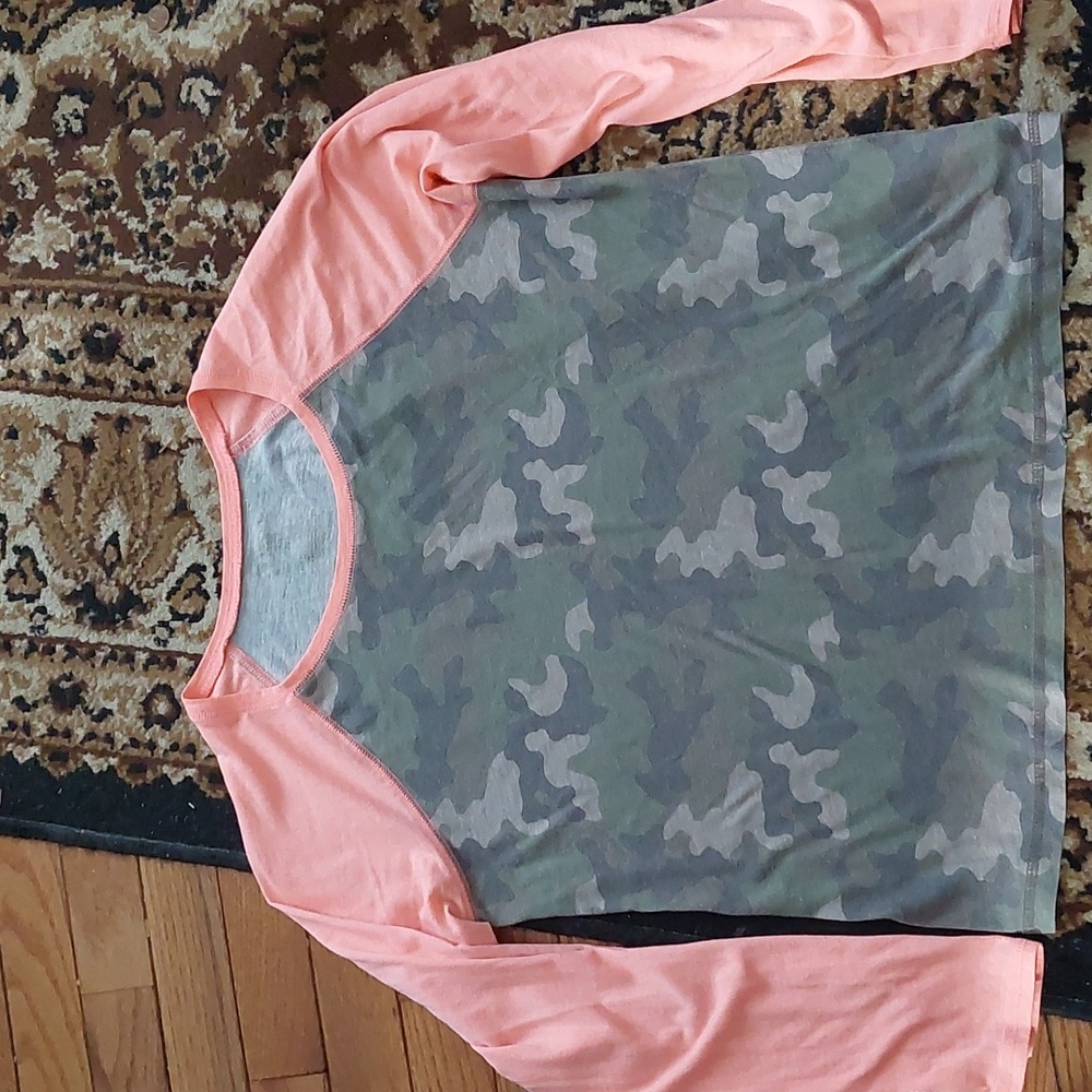 Arizona Jeans Girls Plus Baseball style long sleeve t-shirt;Coral, XXL 20.5 Plus